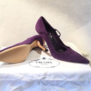 Prada Shoes - Prada T strap purple suede heels Prada Shoes - Prada T strap purple suede heels